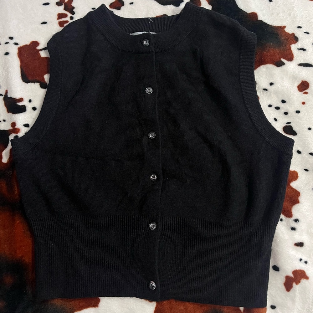 Sleeveless Black Button-Up Women's Top